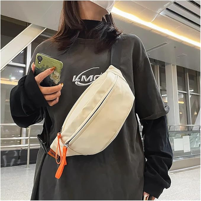Men Fanny Pack Teenager Outdoor Sports Running Cycling Waist Bag Pack Male Fashion Shoulder(Khaki)