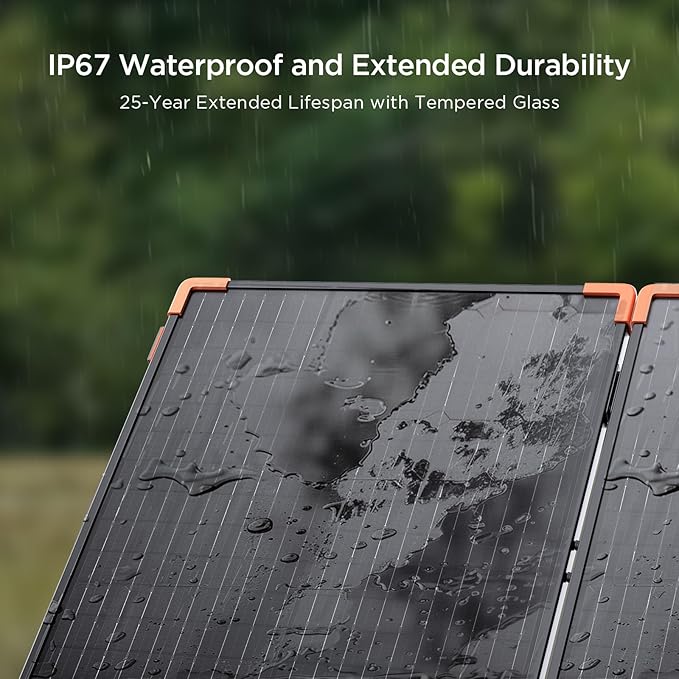 ZOUPW 200W Portable Solar Panel (Tempered Glass)Heavy-Duty Foldable Mono Solar Charger for Jackery Explorer 1000 v2/EcoFlow Delta 2/BluettiIP67 Waterproof Off-Grid Power for RV Camping Power Backup