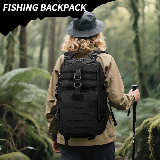 Camo hunting backpacksmall tactical backpack military backpack for men camping backpack 3-day bag(Black)