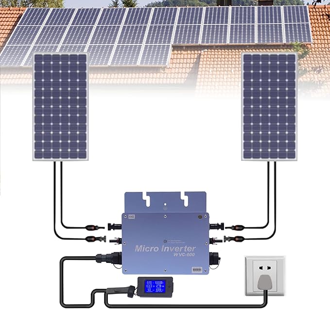 Solar Micro Inverter with LCD Display Waterproof IP65 Wvc-600W Solar Grid Tie Micro Inverter Microinverter IP65 Self Cooling 110V (WVC-600w LCD Display)