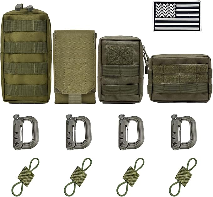 4 Pack Tactical Molle PouchesMolle Backpack AttachmentsSmall Tactical Pouch for Backpack