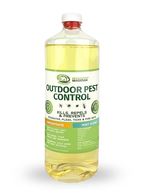 Mosquito Magician Liquid Concentrate - Kills Mosquitoes Fleas &amp Fire Ants Use with Pump or Backpack Sprayers Foggers or Automatic Misting Machines Ideal for Yards Lawns Patios 32 OZ - Min