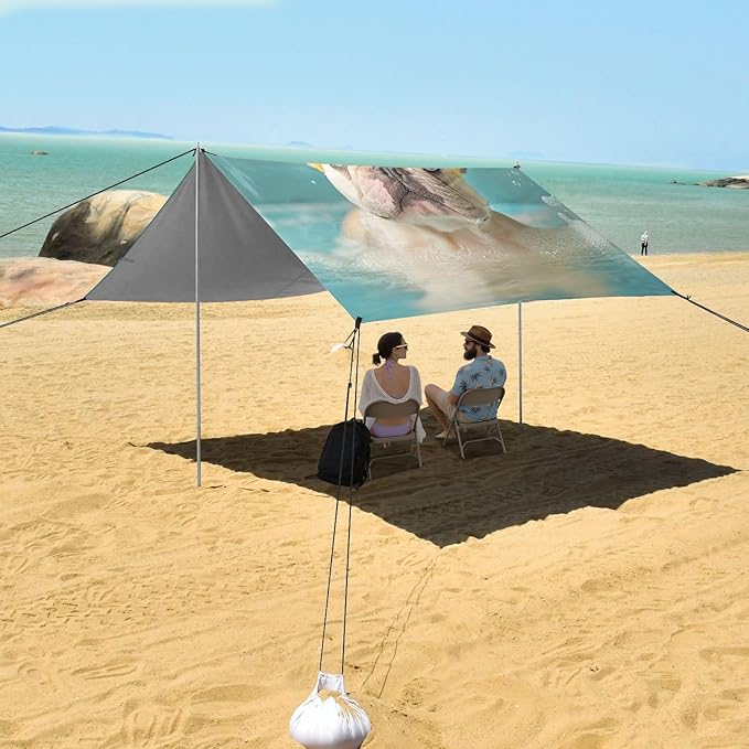 ALAZA French Bulldog Take A Bath Duck Beach Tent Sun Shelter Portable Canopy Sunshade for Outdoor Camping Picnics Backyard Fun 10x9 ft