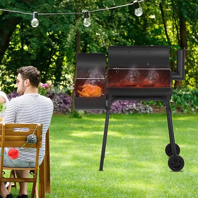 FDW Charcoal Grills 43-inch Outdoor GrillMultiple People BBQ Grill with Double Grill Mesh DesignSmoker Grill for CampingOutdoor BackyardPatio and PartiesBlack