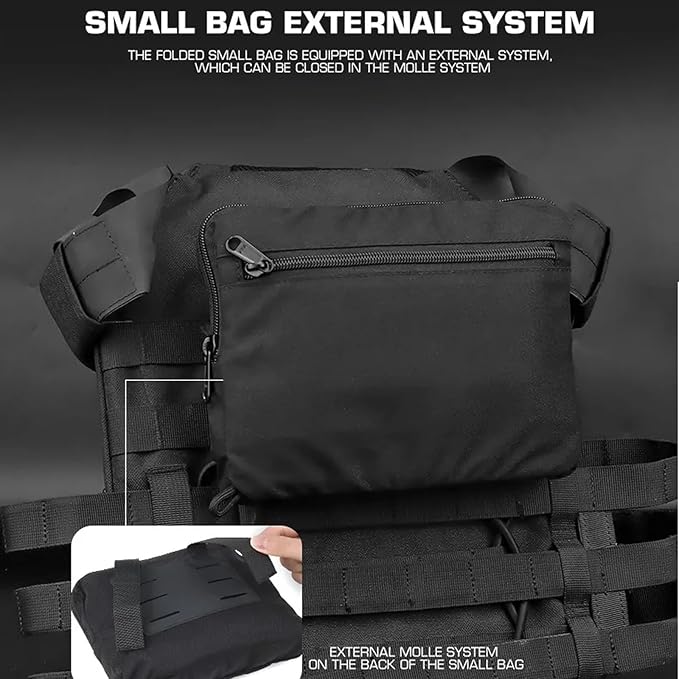 Tactical Backpack Nylon Large Capacity Collapsible Portable Daypack with MOLLE System - Hiking Camping Travel(Brown)