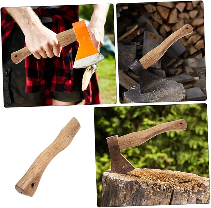 Kisangel 6pcs Wooden Axe Handle Replacement Grip for Firewood Gardening Hiking Outdoor Activities Easy to Install High Practicability Smooth Finish Compatible Standard Axes