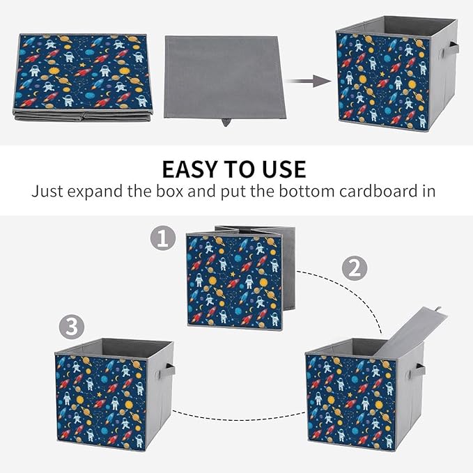 Convenient Closet Organizer Bins Outer Space Pattern Foldable Storage Cubes for Clothes Shoes Neat Storage Solution