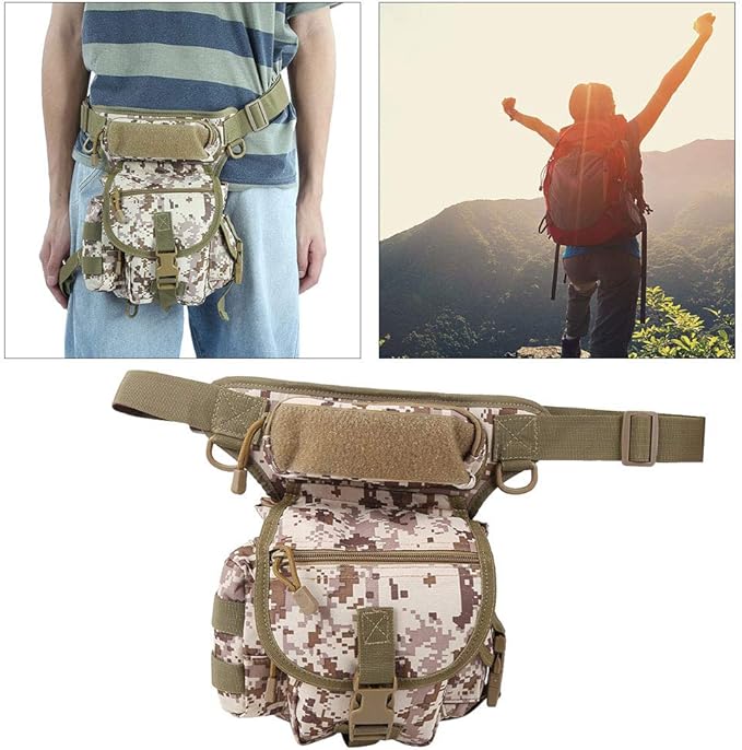 Ox Cloth Drop Leg Bag Tactical Photography Pouch with Quick Access Multifunctional Sports Leg Pack for Outdoor Activities Durable Drop Leg Bag with Adjustable Strap (Desert Digital (in stock) One