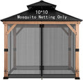 Gazebo Mosquito Netting Universal Replacement 4-Panel Sidewalls with Double Zippers for Patio Backyard Deck and Lawn 10x10 ft (Black 10 * 10ft)