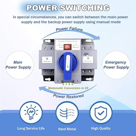2P 63A 110V Dual Power Automatic Transfer Switch Generator Changeover Switch 50HZ/60HZ