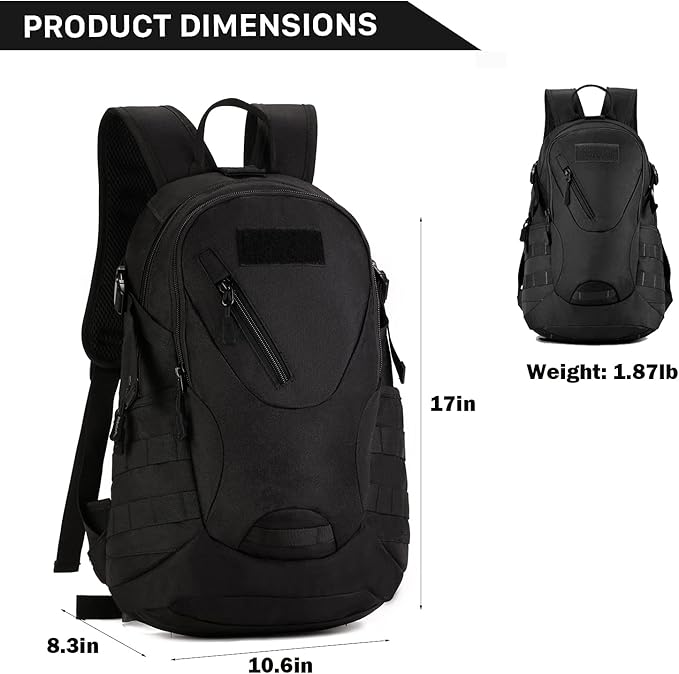 CREATOR Motorcycle Backpack for Men 20L Tactical Military Bag Outdoor Molle Backpack Army Assault Pack for Men