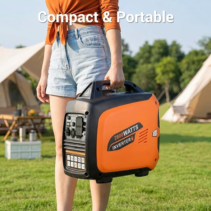 Oxseryn 2800-Watts Portable Inverter Generator Gas Generators for Home Use Camping Super Quiet Emergency Home Backup with Fuel Shut Off 1.1Gal Fuel Tank 39Lbs EPA Compliant