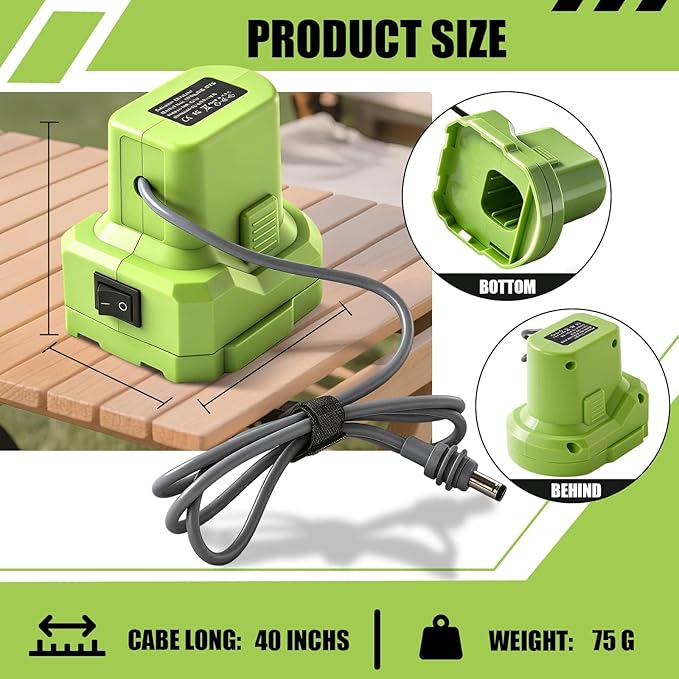 Starlink Mini D.W Battery Adapter for 20V Battery 3.28FT 18AWG Power Cable Cord Plug Weatherproof for Car Camping Travel Outdoor Stable Connectivity Accessories (RYOBI)