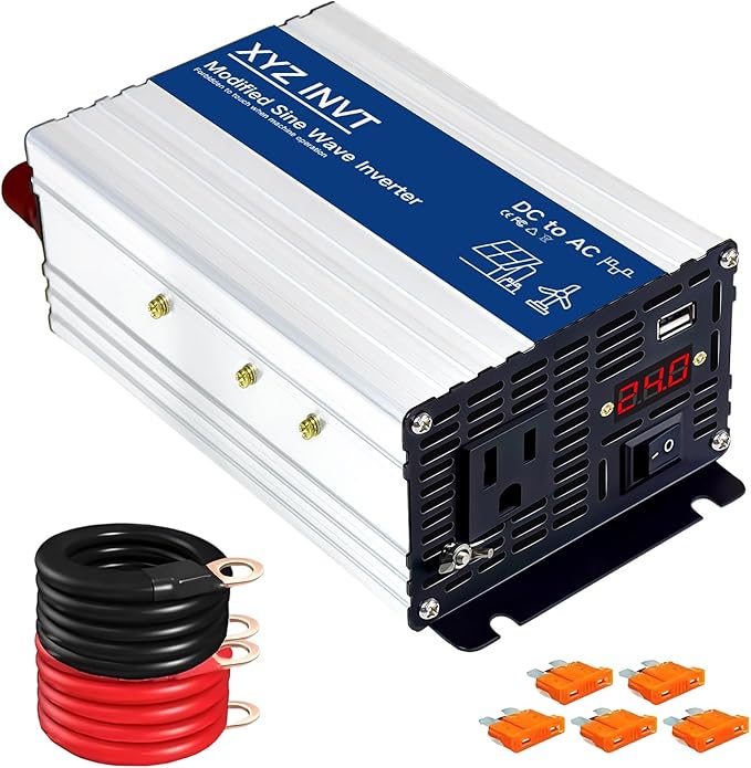 500W Power Inverter 24V DC to 110V 120V AC Modified Sine Wave Car Power Inverter with 1 AC Outlet &amp 1 USB Port &amp LED Display for Car RV Emergency Off-Grid Over 90% Efficiency