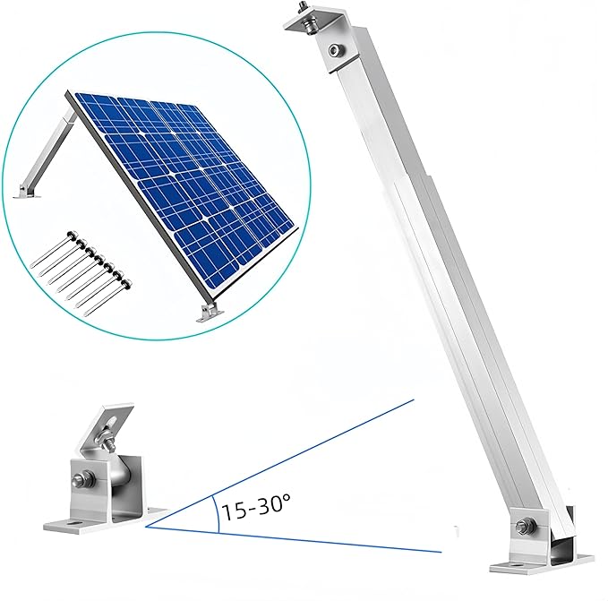 2 Set Solar Panel Tilt Mounting Brackets 15-30° Adjustable Solar Panel Stands Aluminum Alloy RV Solar Panel Ground Roof Mounting Kits for 50W 70W 100W 150W 200W 300W 400W Panels 14.1”-28.3”