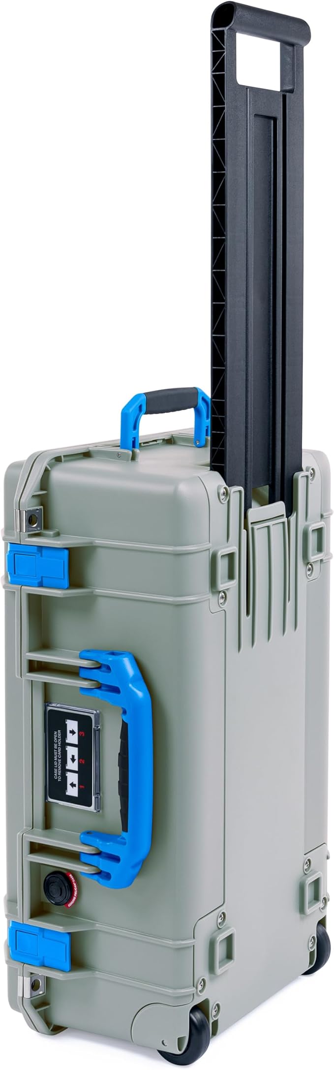 Pelican Air 1535 Carry-On Sage Green - Medium Size Waterproof Case with TrekPak Kit &amp Combo Lid Organizer - Blue Handles &amp Latches