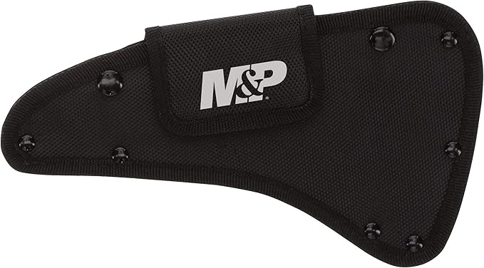Smith &amp Wesson M&ampP Extraction &amp Evasion 16in S.S. Full Tang Tactical Axe with a Spearpoint Spine Rubberized Handle and Sheath for Outdoor Survival and EDC