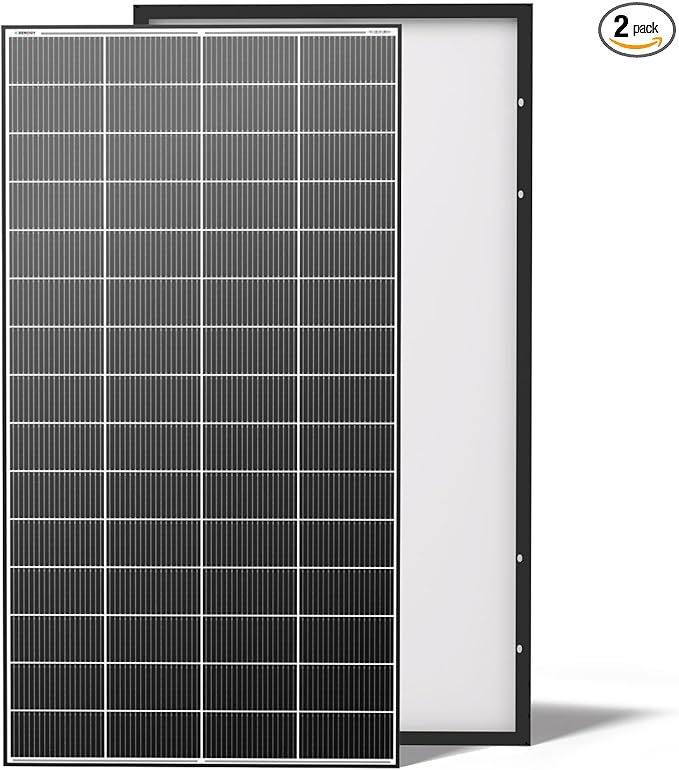 Renogy Solar Panels 640 Watts 18BB N-Type Solar Panel 12 24 Volts Monocrystalline 2PCS 320W On/Off Grid Solar Setup Over 400 Watt Solar Panel 25% Cell Efficiency for Homes Rooftop RV Boat Black