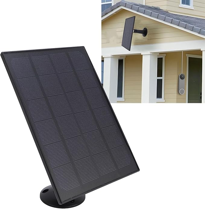 Generic 8W Solar Panel for Bird Feeder Camera Type C Solar Panel Charger 360° Swivel Bracket for Rechargeable Battery Bird Feeder Security Doorbell Camera (Black)