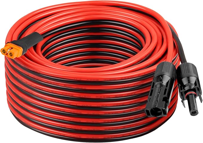 XRDS -RF Solar Panel Adapter Cable to XT60i 60FT - 10AWG XT60i Female Solar Cable Tinned Copper Wire with PVC Jacket XT60i Solar Extension Cable for Power Station and Portable Generator