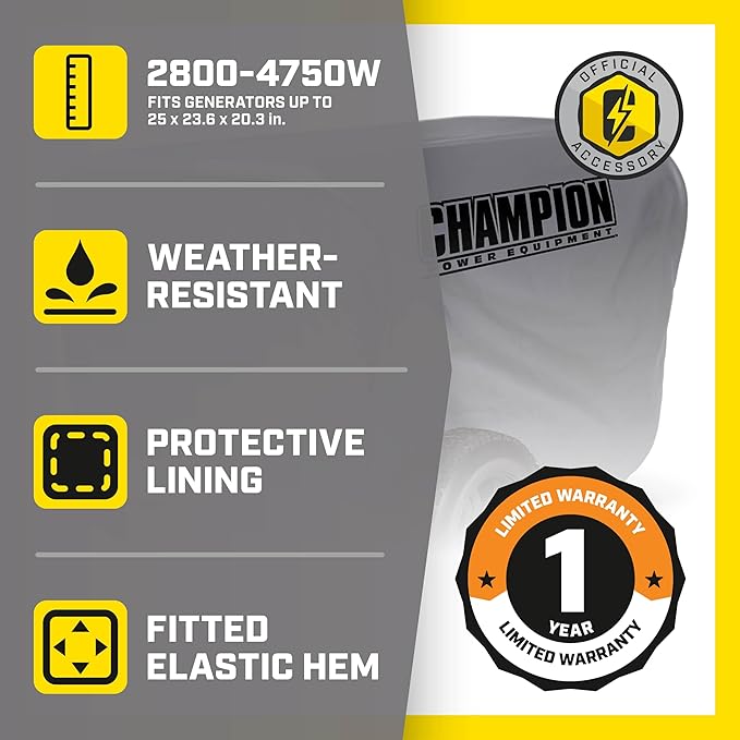 Champion Power Equipment Weather-Resistant Storage Cover for 2800-4750-Watt Portable Generators