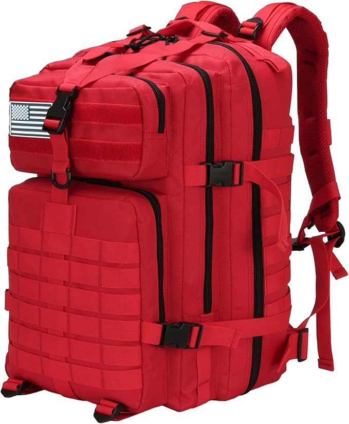45L Military Tactical Backpack for Men &amp Women Bug Out Bag Assault pack Molle Daypack Hiking Trekking Rucksack(45L red)