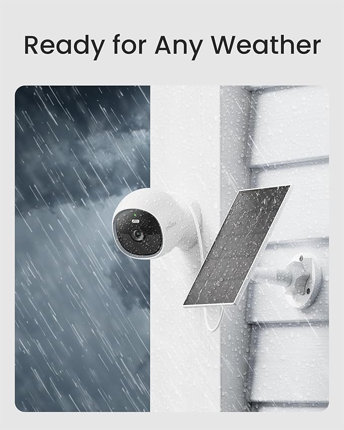 youkey 3W Solar Panel for youkey S320 Outdoor Battery Cameras Type-C Cable IP65 Waterproof 360° Adjustable Bracket 9.8ft Cable Monocrystalline Silicon Solar Panel