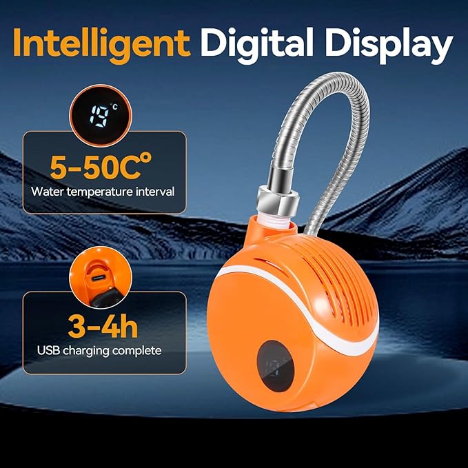 Portable Shower- Lightweight Handheld Sprayer Rechargeable Water Pump Durable Waterproof Design LED Smart Control Panel | Backyard Garden Camping Tent Road Trip Adventures Outdoor Cleaning