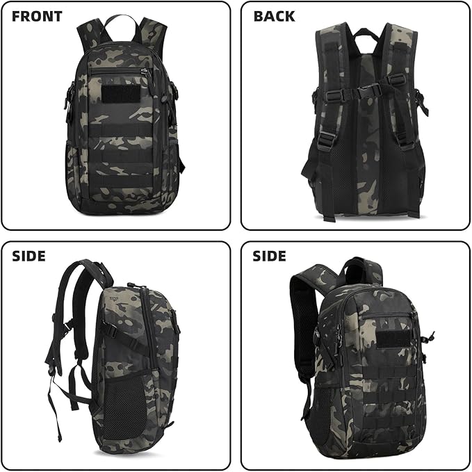 HUNTVP 10L Tactical Backpack Small Backpack Mini Daypack Rucksack Gear Tactical Assault Pack Bag for Hunting Camping Trekking (10L-Camo)