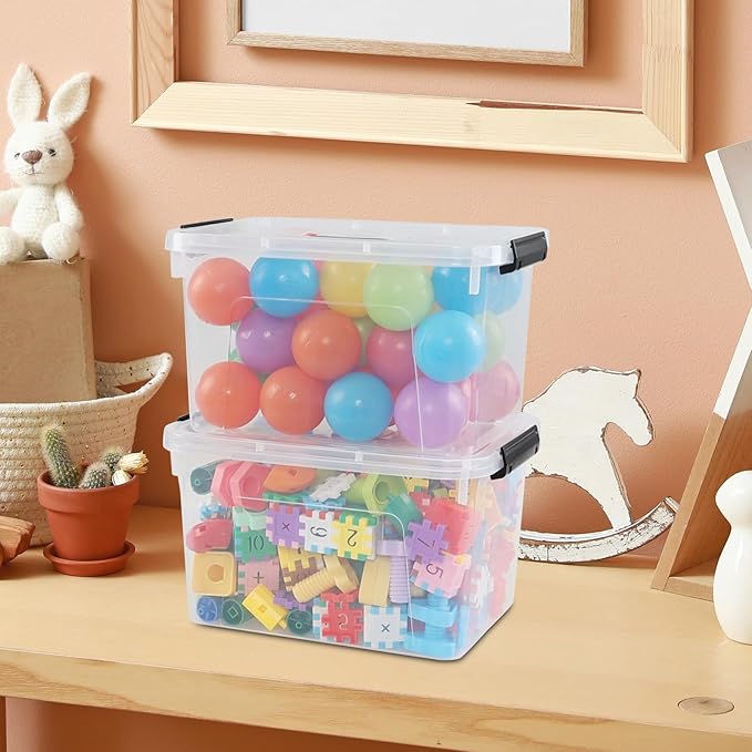 10 Liter Plastic Storage Box 4-pack Clear Latch Storage Bins with Lids