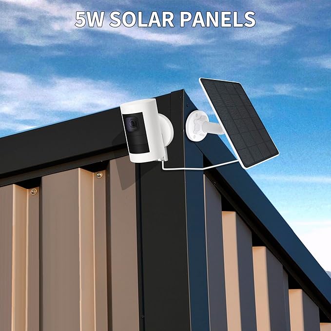 2-Pack 5W 6V Solar Panel for Ring Camera Solar Charger Compatible with Spotlight Cam Plus/Pro(Battery) Stick Up Cam/Pro Spotlight Battery 13FT Cable with Ring Barrel Adapter to USB-C