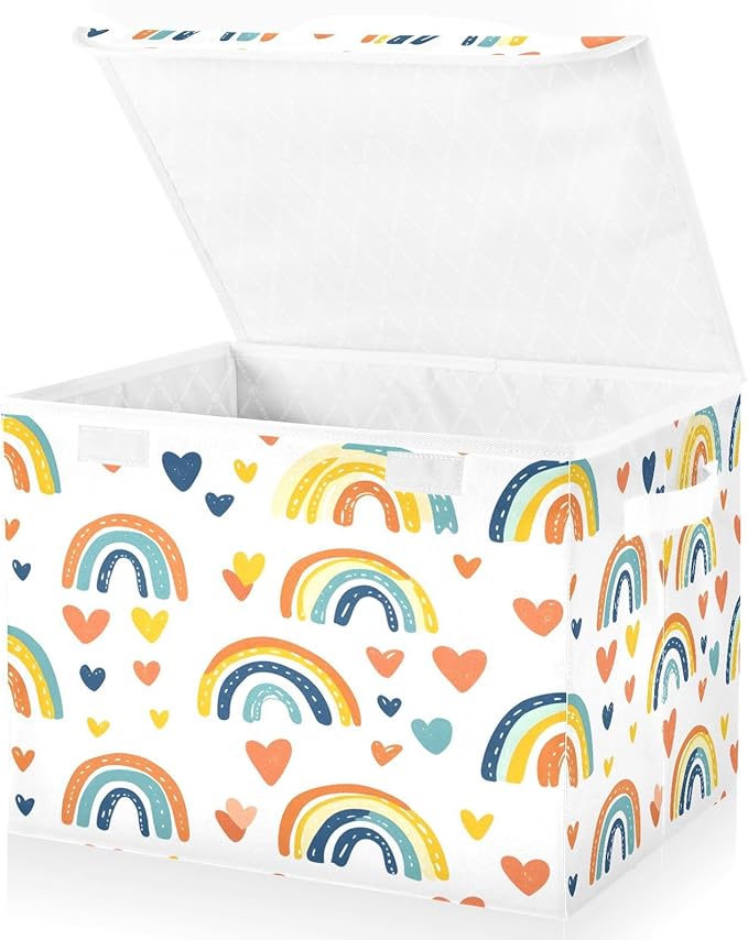 Lovely Arch Fabric Storage Bins with Lids and HandleFoldable Storage Bins with LidsCloset Organizers for Clothes Storage Room Organization Office Storage Chest Organizer