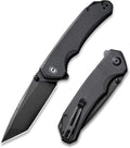 CIVIVI Brazen Folding Pocket Knife3.5-Inch Tanto D2 Plain BladeG-10 Outdoor Camping Hiking Knife with Thumb Studs and Flipper openerUnique Tool Gift for EDC Men Women C2023C (Black)