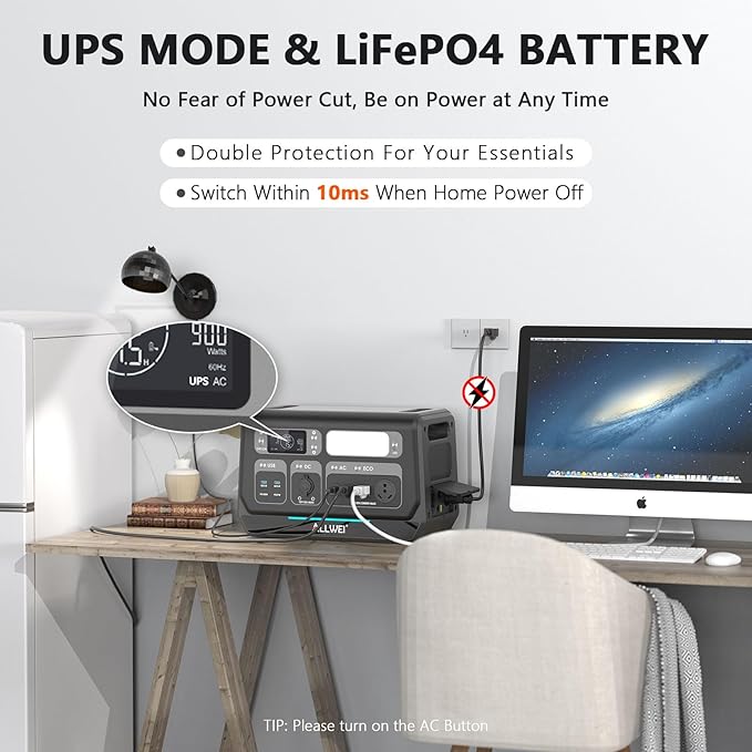ALLWEI 2400W LiFePO4 Power Station 2048Wh Solar Generator with 1500W AC Charging &amp1200W Solar Charging Expandable to 10.24kWh with Pure Sine Wave AC Outlets for Home Backup Power Outages &amp