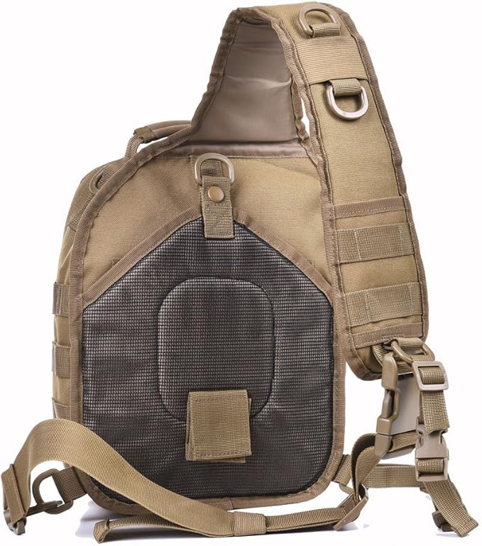 REEBOW GEAR Tactical Sling Bag for Men Military Single Shoulder Backpack Outdoor EDC Range Pack (Tan)