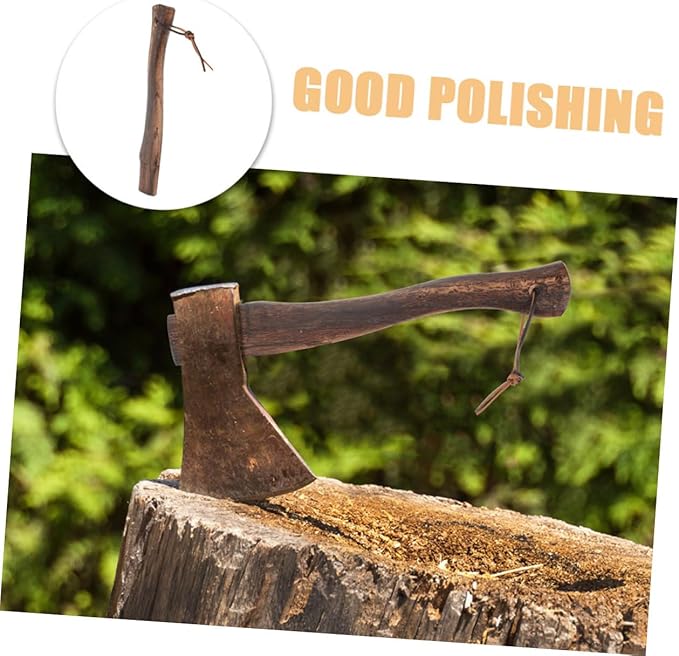 2pcs Ergonomic Wooden Axe Handle Replacement Solid Wood Grip for Mini Axe for Firewood Cutting Gardening Camping and Outdoor Activities