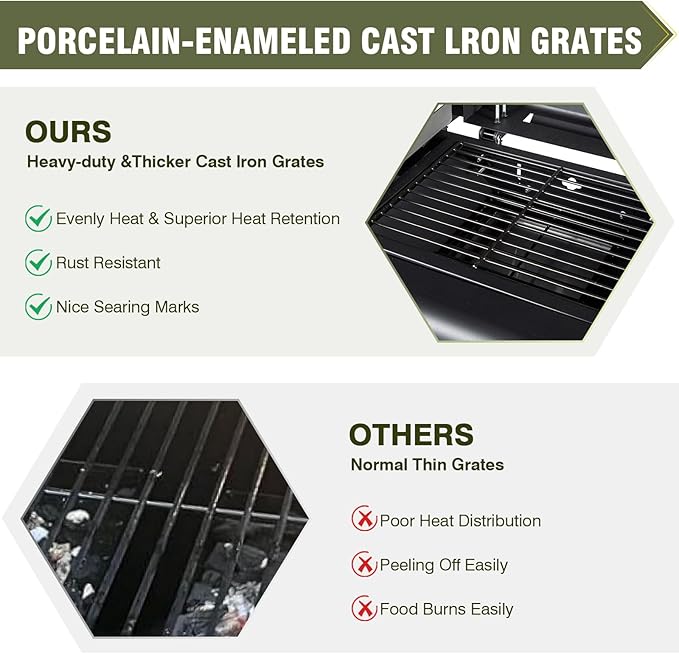 Bestfire Dual Fuel Propane Gas Charcoal Grill Combo Black Dual Lids Flat Top Grill With 2 Side Shelves for BBQ Outdoor and Backyard Cooking