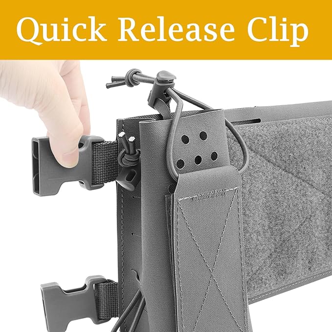 Tactical Molle Mission Extender with Storage Pouch Multi-function Chest Toolkit Extension Chassis Portable Chest Mounted Organizer Bag(Gray)