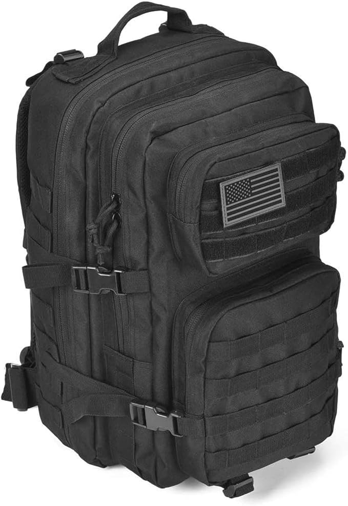 Military Tactical Backpack Large Army 3 Day Assault Pack Molle Bag Backpacks (ACU Camo) (Black)