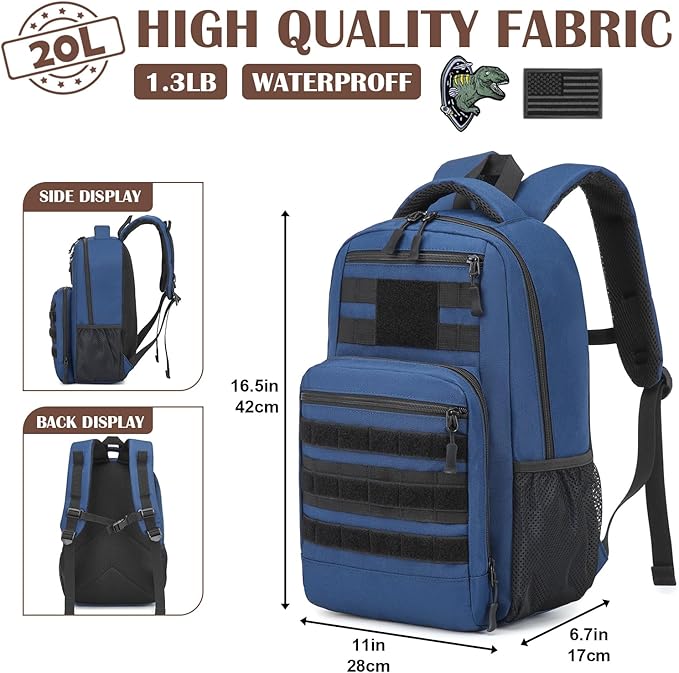Kids Tactical Backpack Army Molle Bookbag Military Boys Backpack for School Outdoor Camping Blue