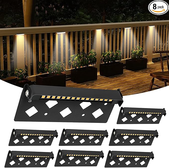 8-Pack 7 Inch LED Hardscape Lighting 5W Low Voltage Step and Retaining Wall Lights 12-24V AC/DC Waterproof Outdoor Landscape Paver Lights 3000K Warm White
