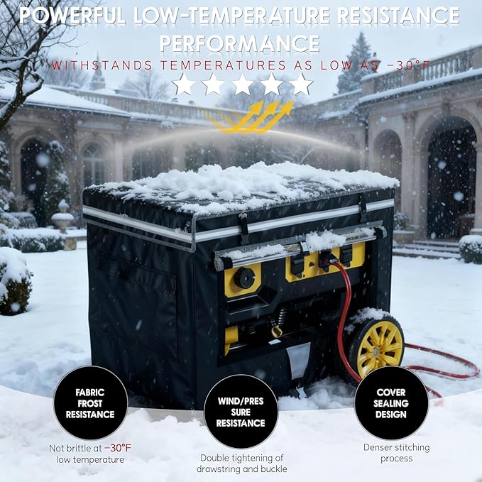 Generator Covers While Running 32x24x24 Inches Generator Covers for Outside 1680+400D Double Layer Portable Heavy Duty Dustproof/Waterproof Cover for 5000W-10000W Frame Generators Black