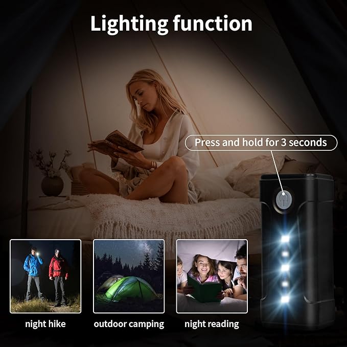 Portable Outdoor Shower with LED Lighting Battery-Driven Pump for Beaches Camping Gardens &amp Hiking