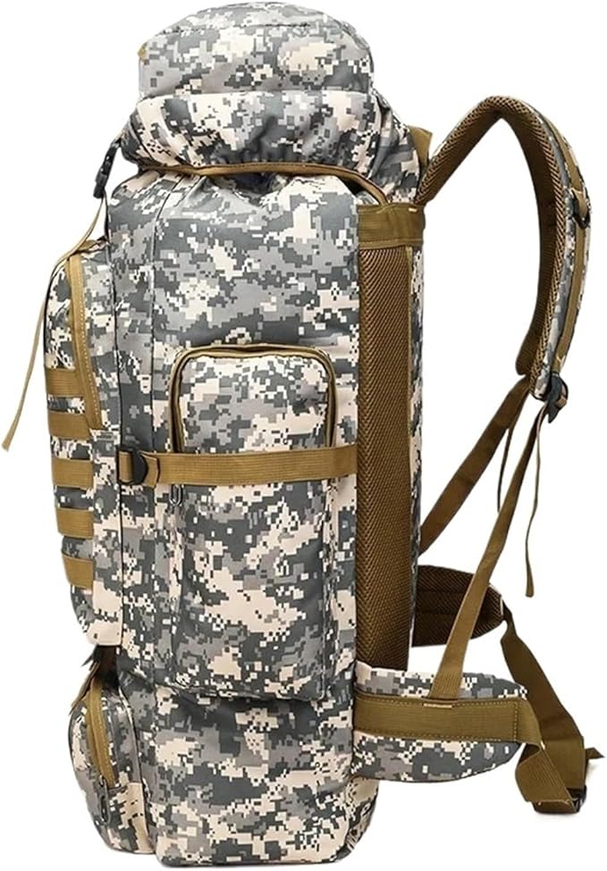 75L Men Travel Backpack Tactical Climbing Outdoor Hiking Camouflage Multifunctional Bag Men Backpack(Black)