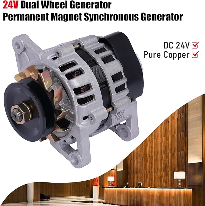 2000W Permanent Magnet Generator DC Brushless Double Wheel Generator Agriculture (24V/ Double Wheel)