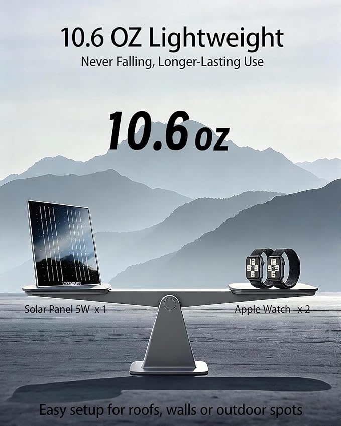 Solar Panel for Security Camera Outdoor 5W Solar Charger with Micro USB DC &amp USB-C Port for Outdoor Rechargeable Battery Camera IP65 Waterproof 9.8ft Cable 360°Adjustable Bracket