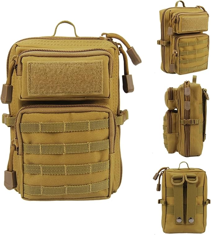 MOLLE Utility Pouch Everyday Carry Tool &amp Phone Waist Pack with Hook Loop Panel Compact Outdoor Medical Organizer