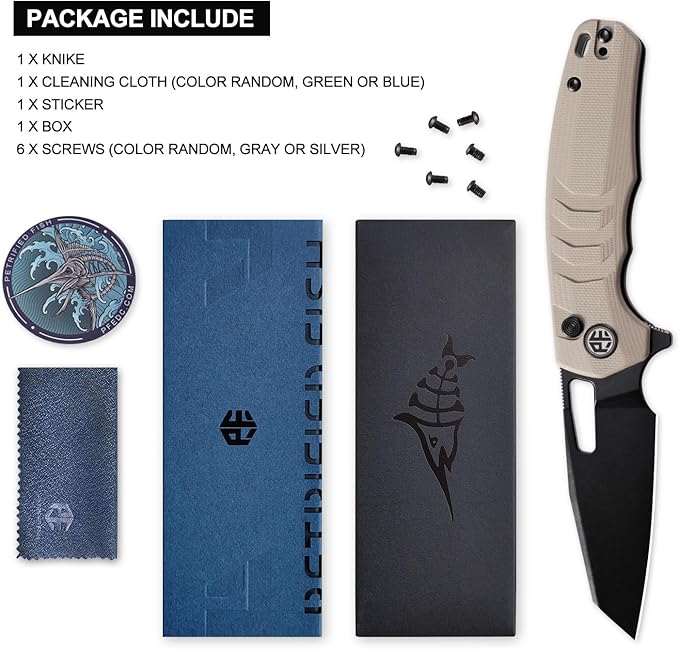 Petrified fish PFE17 Trilobite Folding Knife3.03 14C28N Steel Black Stonewashed Blade G10 Handle Camping Folding knife for EDC Outdoor (Khaki Stonewashed)