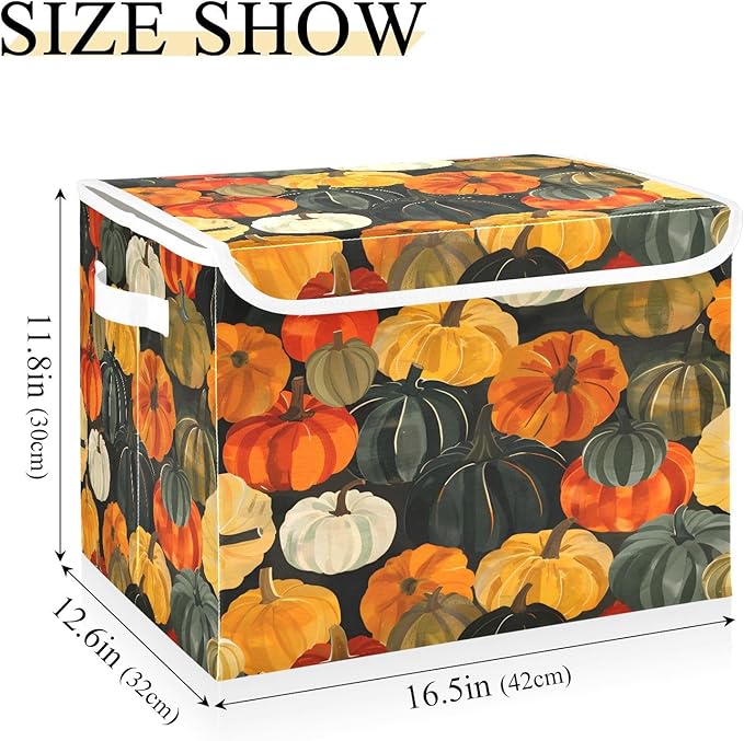 senya Thanksgiving Day Baskets Collapsible Storage Bins with Lids Fall Thanksgiving Pumpkins H Storage Boxes Clothes Baskets for Organizing