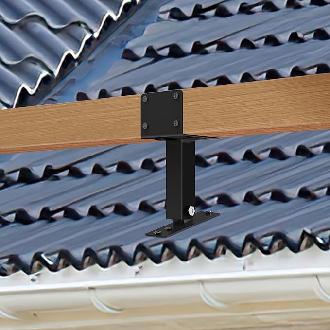 JEXALINE 3Pcs Roof Riser Brackets KitPergola Roof Riser Beam BracketHeavy Duty Pergola BracketsAdjustable Saddle Roof Riser Post for Gazebo -Includes Screws